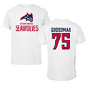 Stony Brook University Football White Tee - #75 Matt Grossman