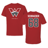 Western Colorado University Football Red Tee - #68 Zachary Schraeder