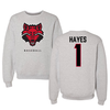 Arkansas State University Baseball Gray Crewneck - #1 Nyan Hayes