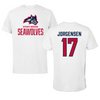 Stony Brook University Football White Tee - #17 Brandon Jorgensen