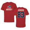 Stony Brook University Football Canvas Red Tee - #83 Anthony Johnson