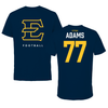 East Tennessee State University Football Navy Tee - #77 Jaquan Adams