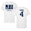 Jackson State University Basketball White Performance Tee - #4 Coltie Young