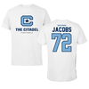 The Citadel Football White Performance Tee - #72 Carter Jacobs