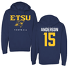 East Tennessee State University Football Navy Hoodie - #15 Ty Anderson