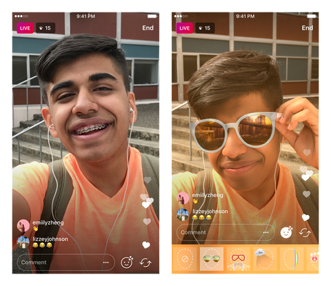 Add "Face filters" on Instagram Live