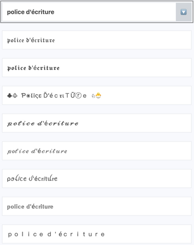 Exemple générateur police Instagram