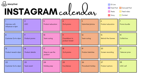 Instagram calendar content
