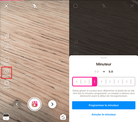 Minuteur réels Instagram