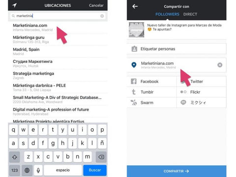 Poner la ubicación en las publicaciones Instagram
