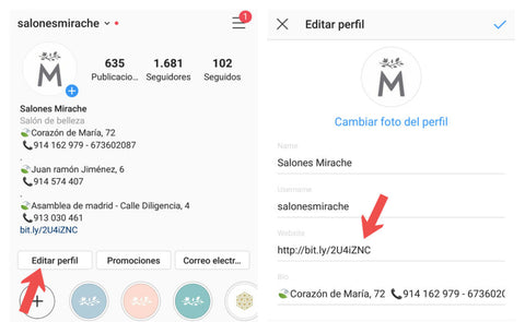 Agrega un enlace a tu biografía Instagram