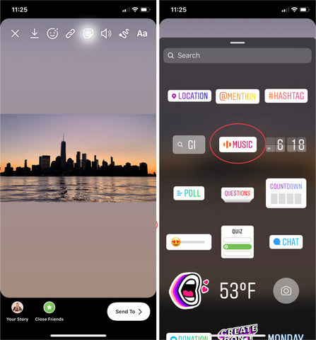 how to add music to instagram story