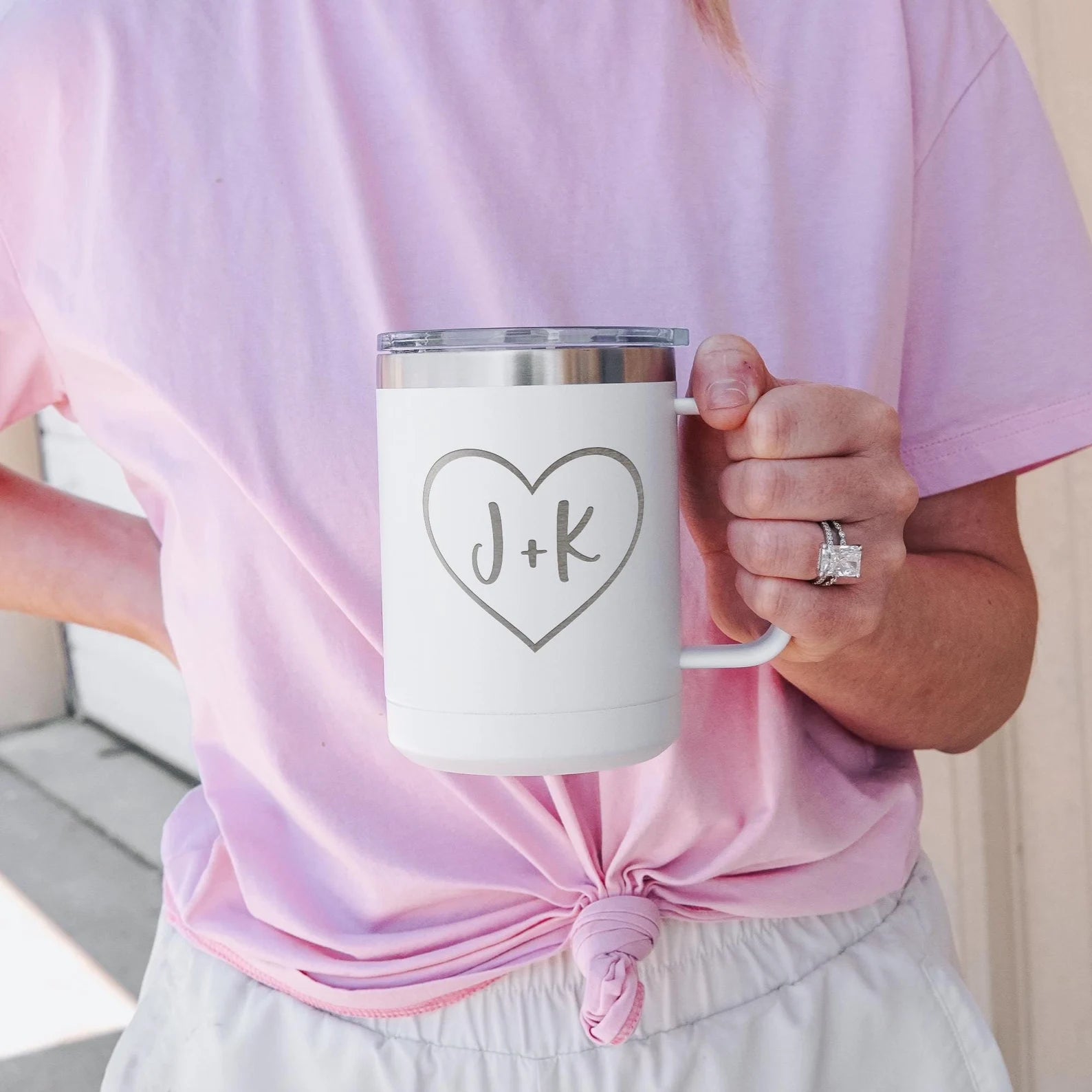 Personalized Initial Heart Insulated Coffee Camp Mug