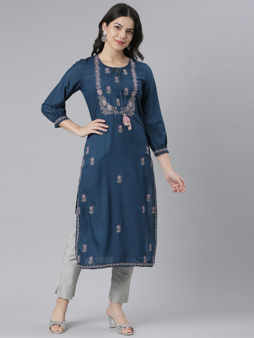 Neerus Grey Colored Cotton Fabric Tunic at Rs 1490/piece | Cotton Tunics in  Hyderabad | ID: 15789360388
