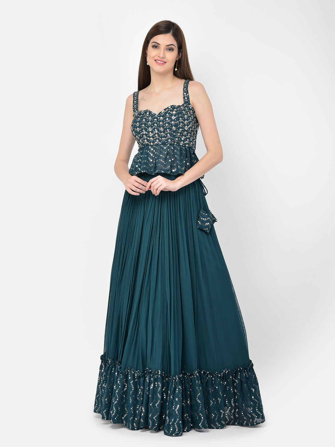 Neeru'S peacock color, georgette fabric lehenga choli