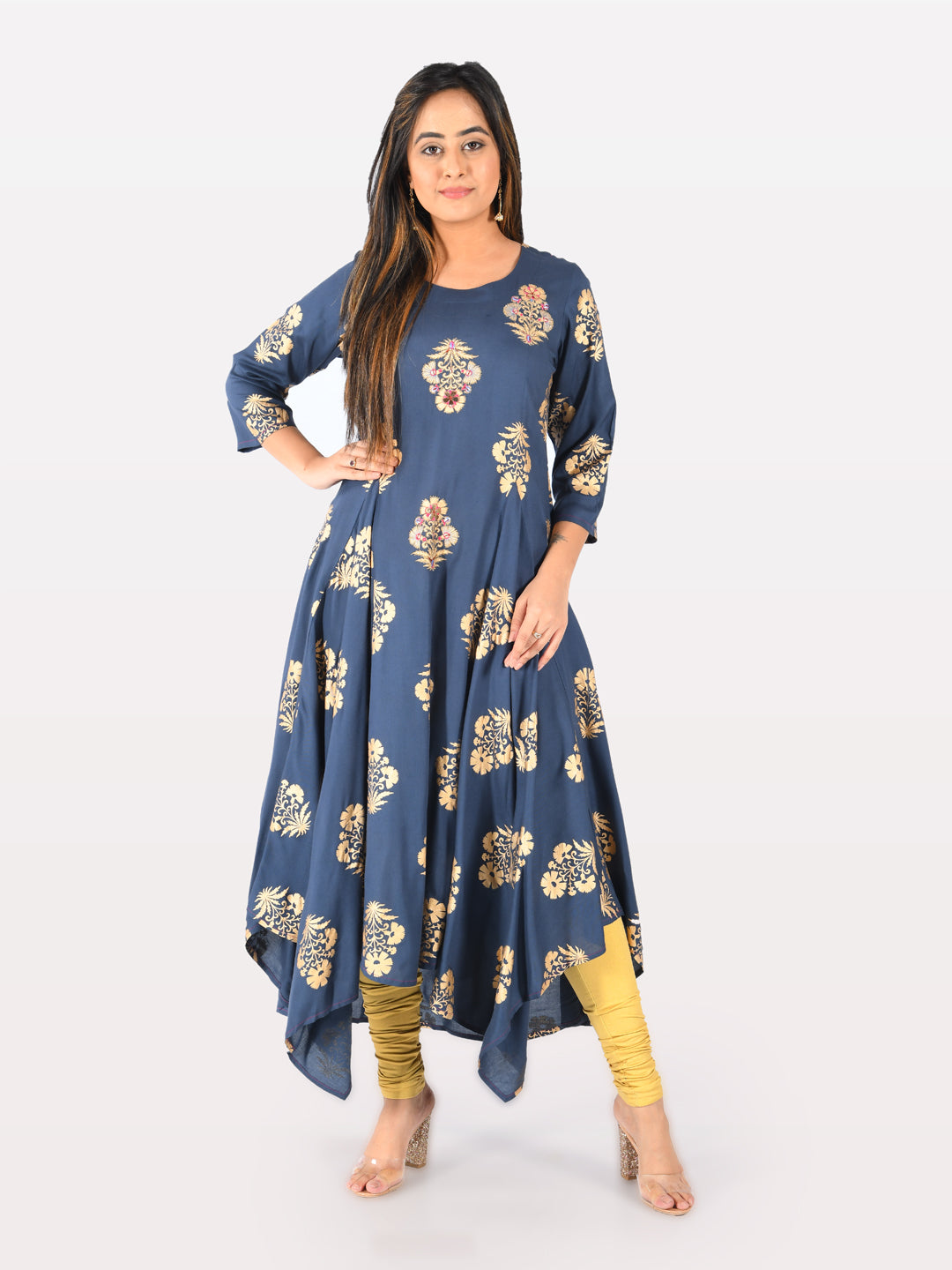 Buy Neeru's Blue Embellished High Low Kurti for Women's Online @ Tata CLiQ