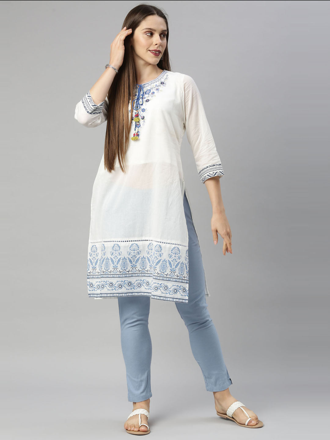 Neeru'S Off White Color, Cotton Fabric Tunic