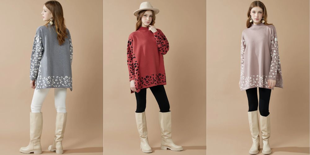 Go Bold this Fall with the Mock Neck Leopard Print Sweater