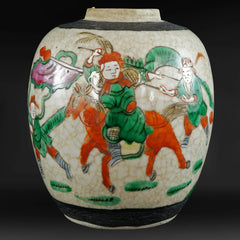 small-chinese-ginger-jar-oatmeal-with-warriors-early-20th C