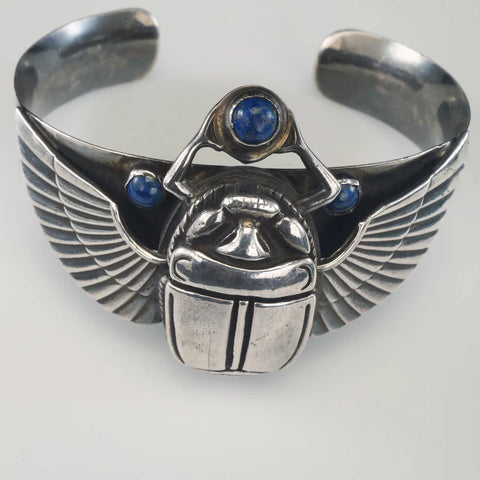 vintage Egyptian revival winged scarab bracelet