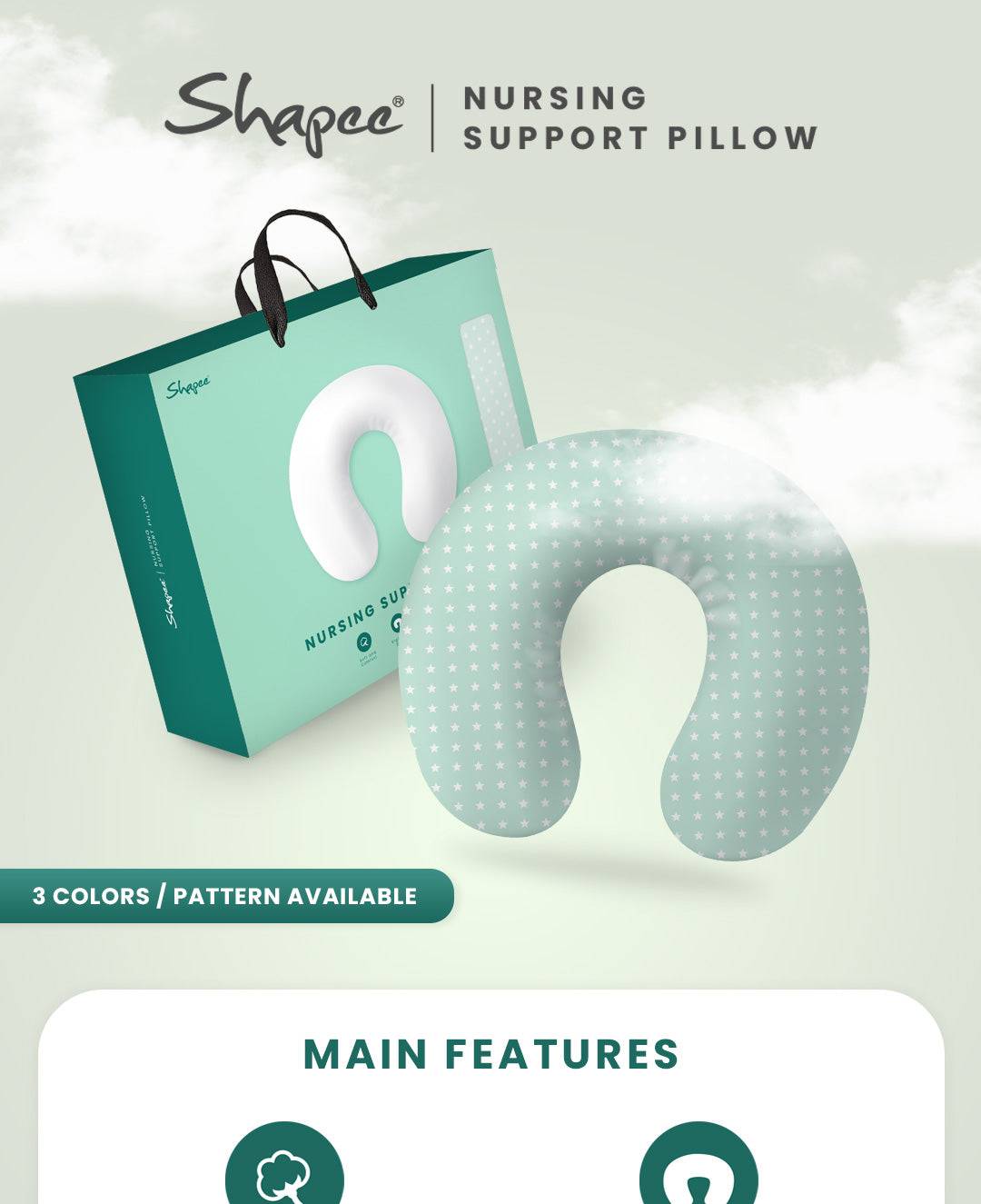 Hypoallergenic Nursing Support Pillow by Shapee for anti-dust and mite resistance1