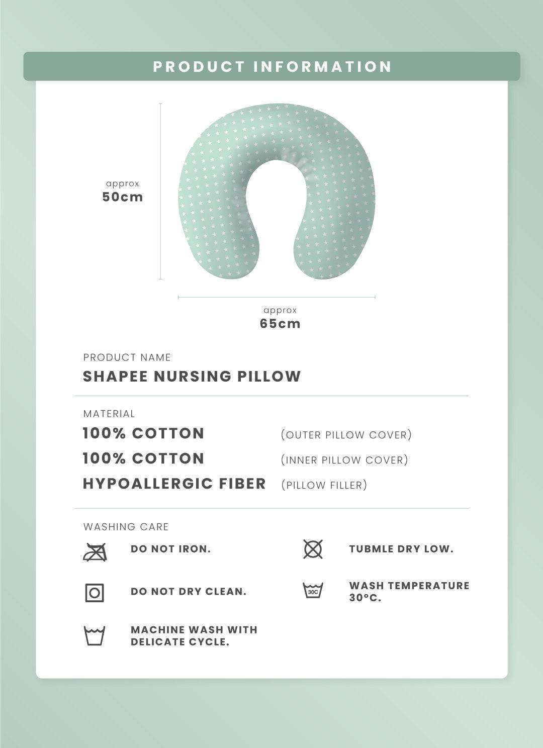 Hypoallergenic Nursing Support Pillow by Shapee for anti-dust and mite resistance10