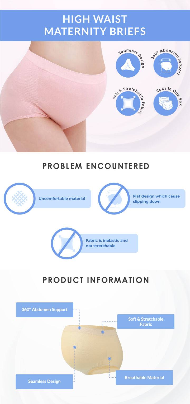 Shapee Low Waist Maternity Briefs (3pcs) - Maternity Underwear, V-shaped  Design, pregnant panty, low waist panty