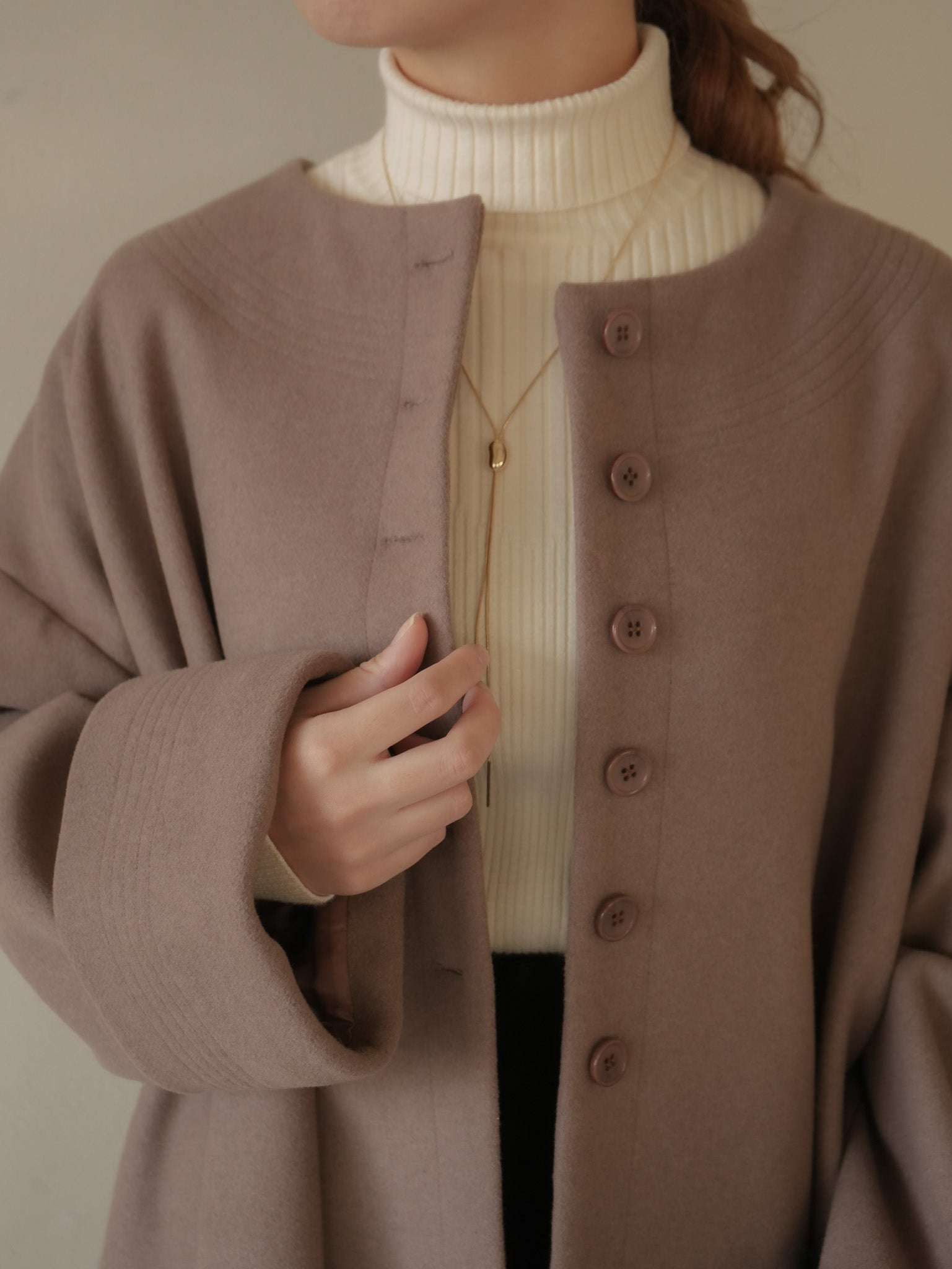 Eaphi  round collar stitch half coat