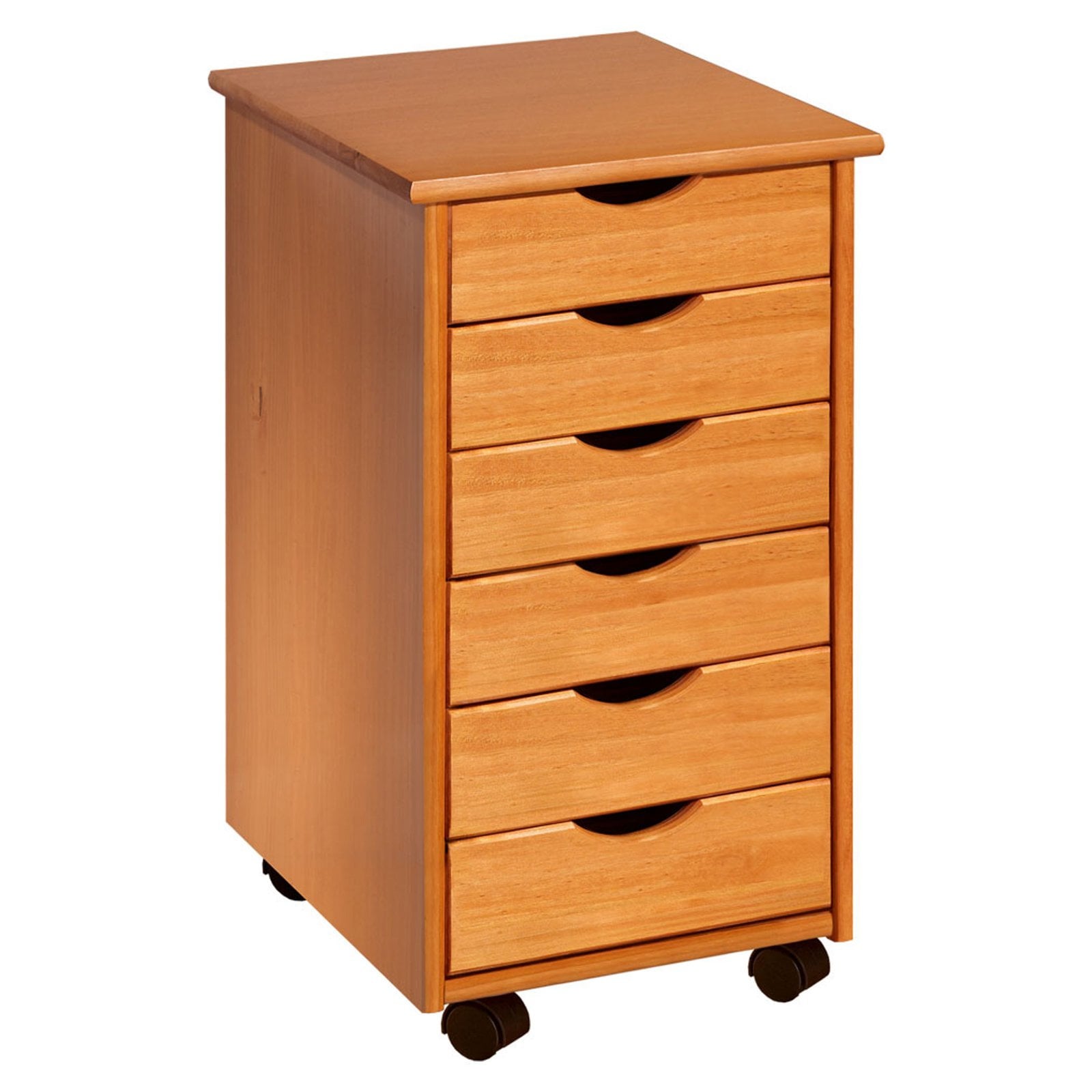 Adeptus Original Roll Cart, Solid Wood, 6 Drawer Roll Cart, Med Pine