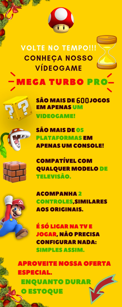 Emulador de Nintendo com 660 jogos e 2 controles