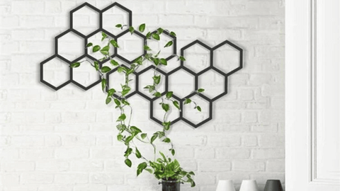 Hexagon Shaped Metal Wall Art