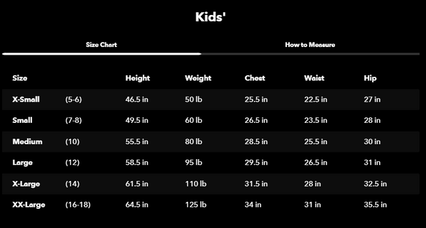 patagonia kids size chart