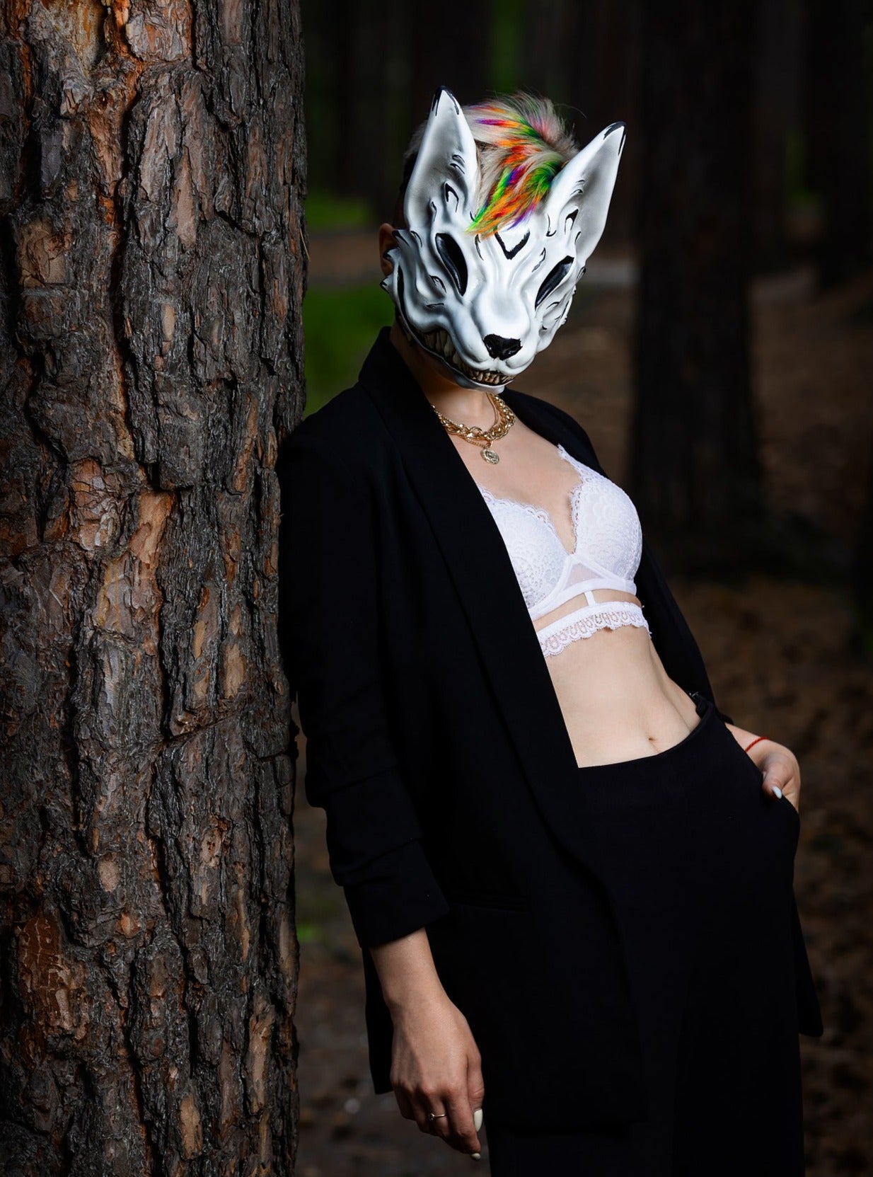 Kitsune mask, fox mask, Black and White Kitsune mask, MADE TO ORDER, Kitsune Cosplay, Fox mask, mask – workshoprs