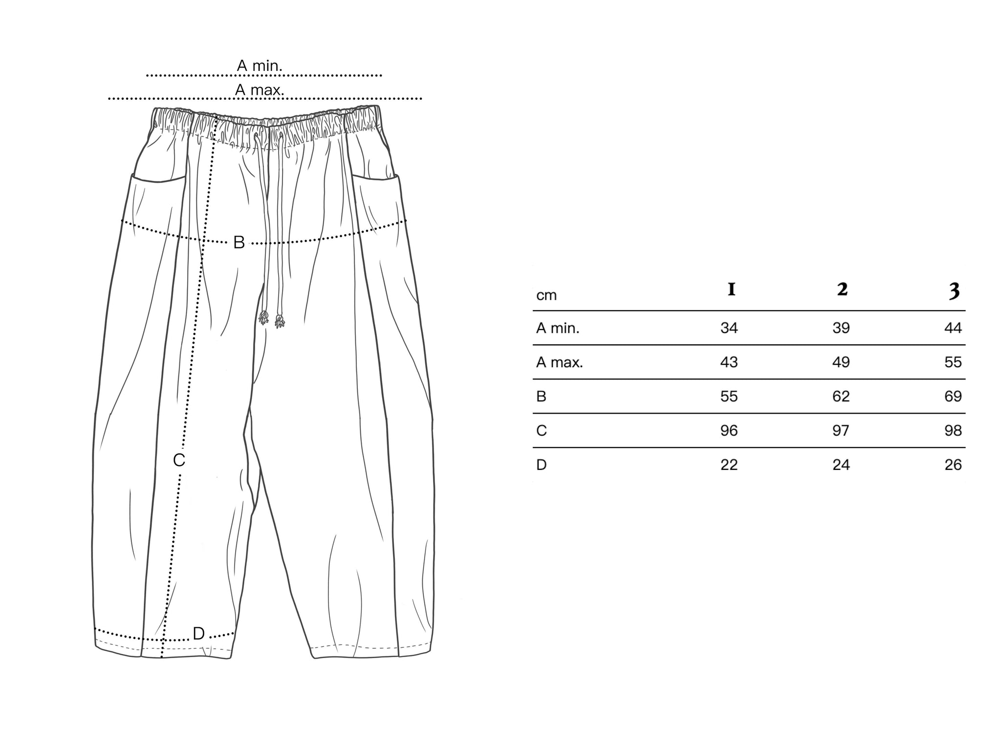 Adulte - Pantalon Chapitre 2 - Size guide