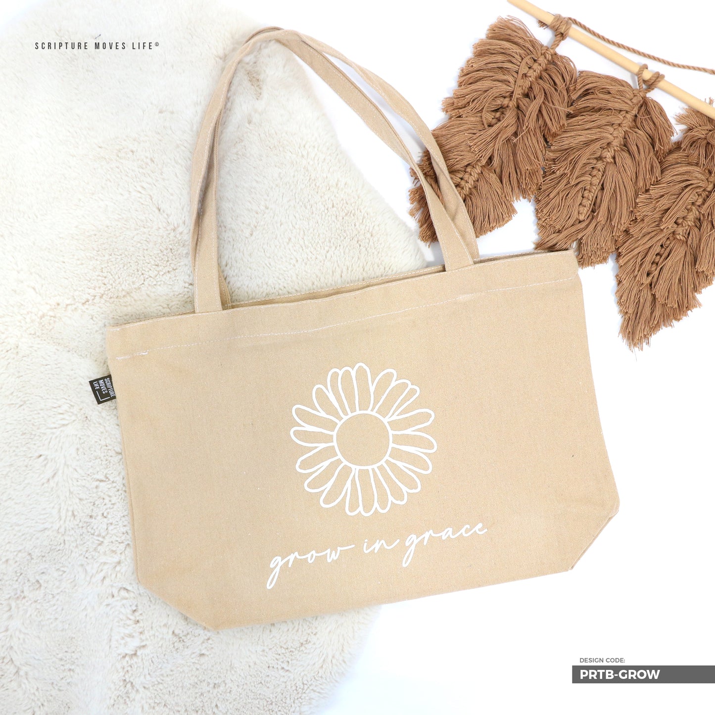 Premium Tote Bag-Grow in grace by Scripture Moves Life