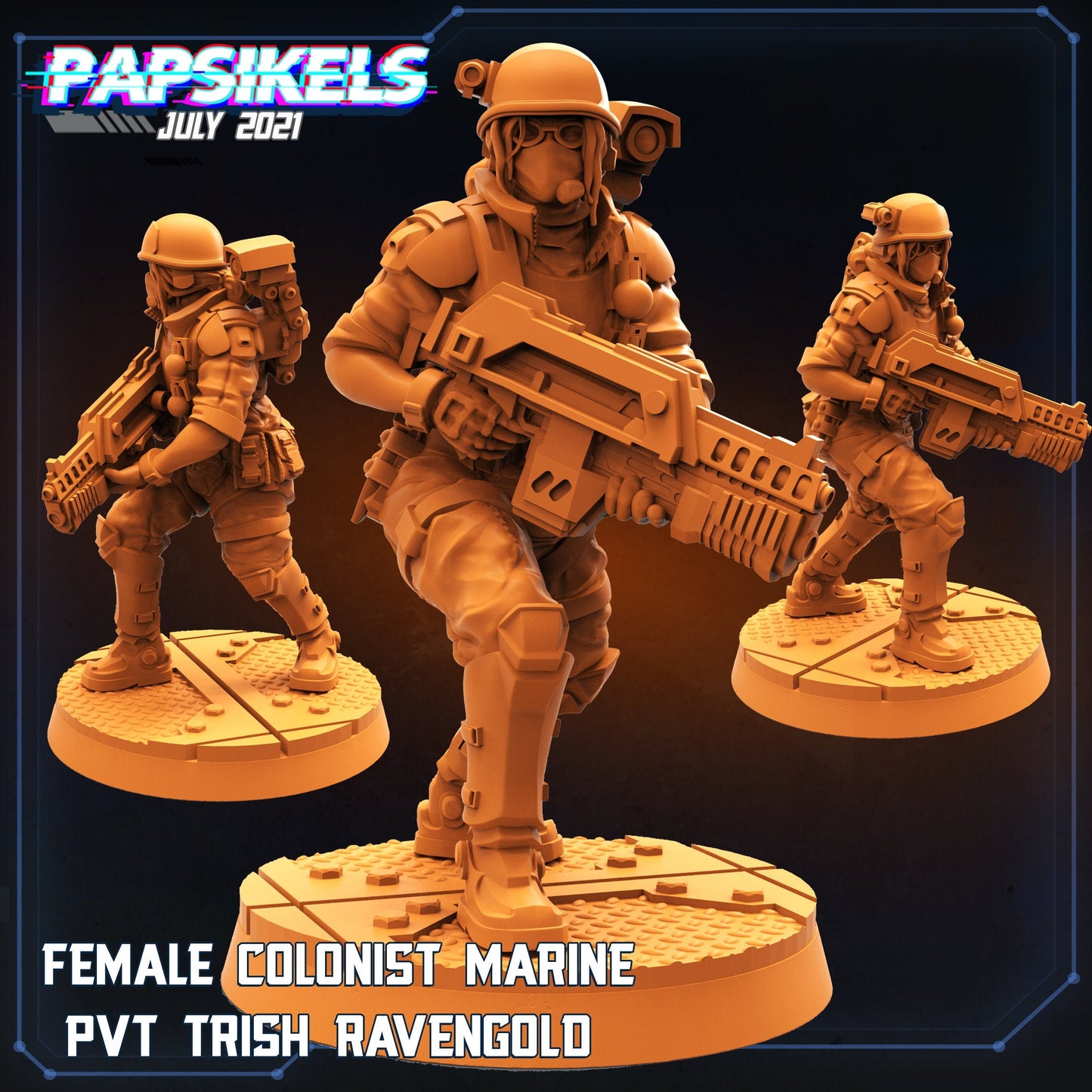 Triss Ravengold Space Soldier | Soldier, Cyberpunk | Scifi Miniature, D&D, Wargames, Starfinder, Shadowrun, Stargrave | Papsikels