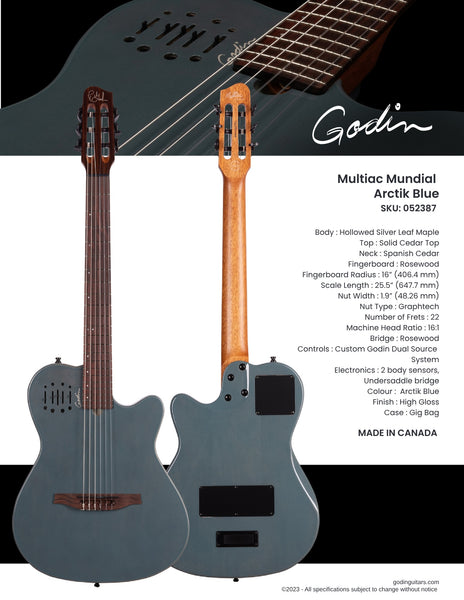 Đàn Guitar Classic Godin Multiac Mundial Arctik Blue