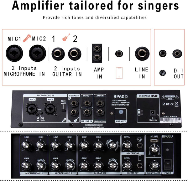 Amplifier Acoustic Guitar Coolmusic BP-60D đa cổng kết nối