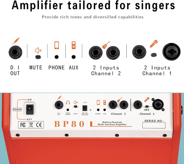 Amplifier Acoustic Guitar Coolmusic BP-80 màu Black nhiều cổng kết nối