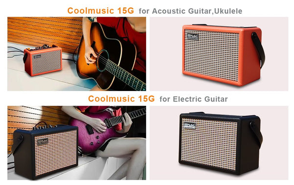 Amplifier Guitar Coolmusic Unique-15G dễ dàng kết nối với guitar điện hoặc guitar acoustic