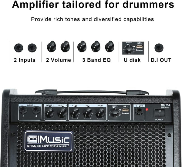 Amplifier Trống Điện Coolmusic DM-100 - Có EQ 3 băng tần