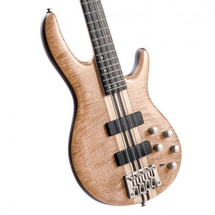 Đàn Guitar Bass 5-dây Cort A5 Plus FMMH có thân đàn gỗ mahogany với mặt đàn gỗ maple