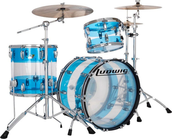 Trống Cơ Ludwig 50th-Anniversary Vistalite Fab 3-Pc Shell Pack, Blue/Clear/Blue