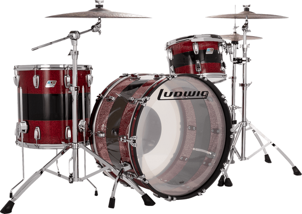 Trống Cơ Ludwig 50th-Anniversary Vistalite Pro Beat 3-Pc Shell Pack, Red Sparkle/Smoke/Red Sparkle