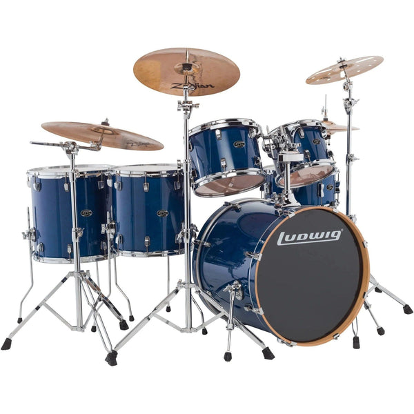 Trống Cơ Ludwig Evolution Maple 22" 6-Pc Shell Pack, Transparent Blue