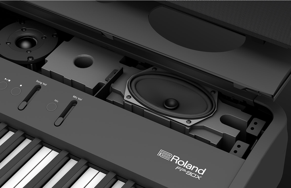 Hòa mình vào âm thanh sống động với hệ thống bốn loa mạnh mẽ trên Roland FP-90X