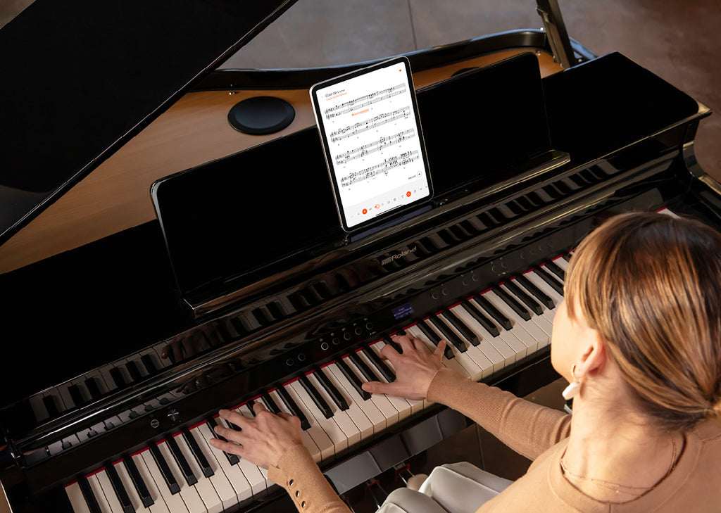 Ứng dụng Roland Piano mở rộng liền mạch trải nghiệm GP-6 với thao tác điều khiển từ xa từ điện thoại thông minh hoặc máy tính bảng của bạn