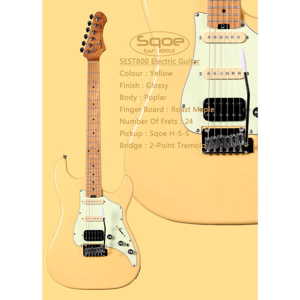 Đàn Guitar Điện Stratocaster Sqoe SEST800 màu Yellow