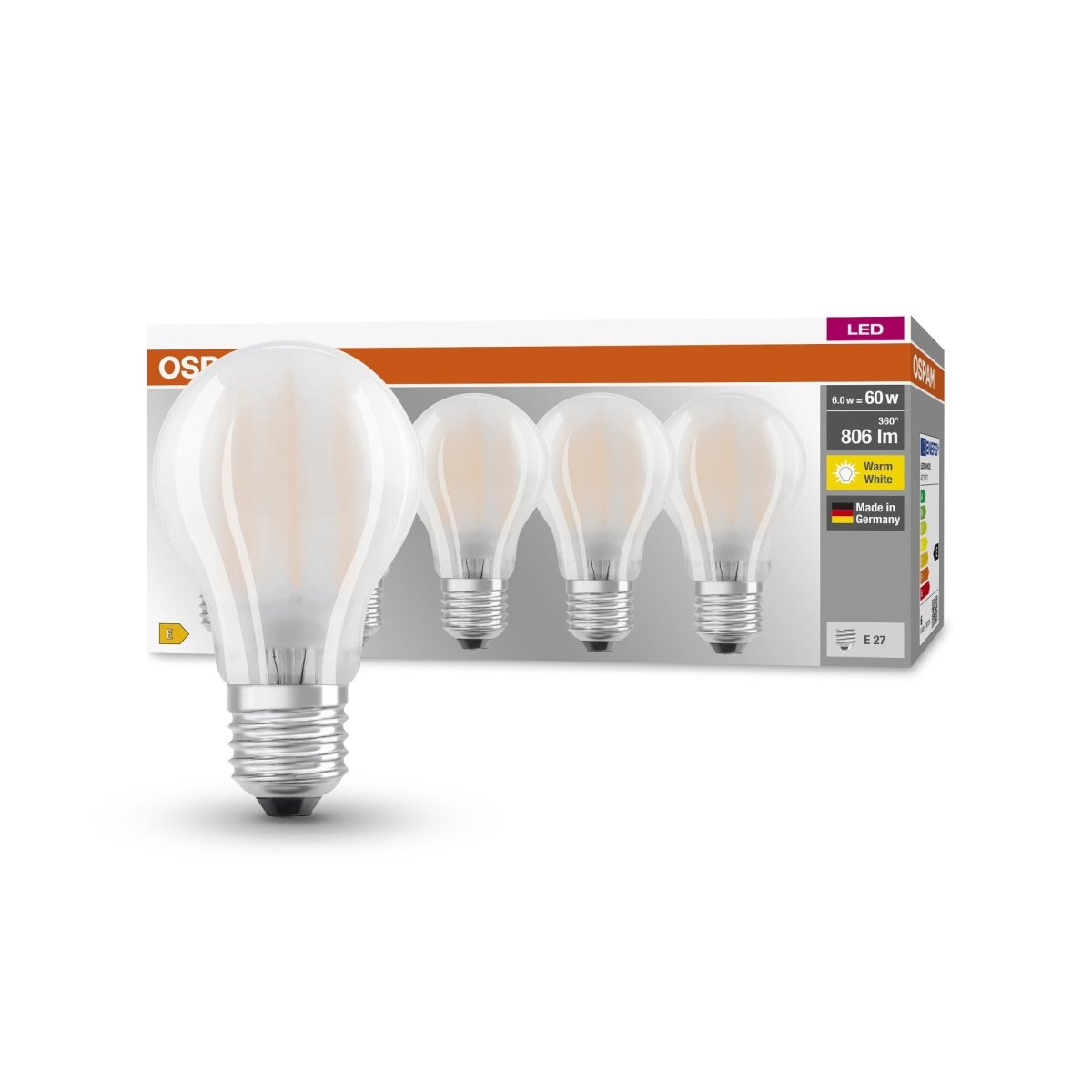 Żarówka LED E27 6,5W CLASSIC 5 szt. matowa, barwa ciepła - eshop Ledvance PL product image