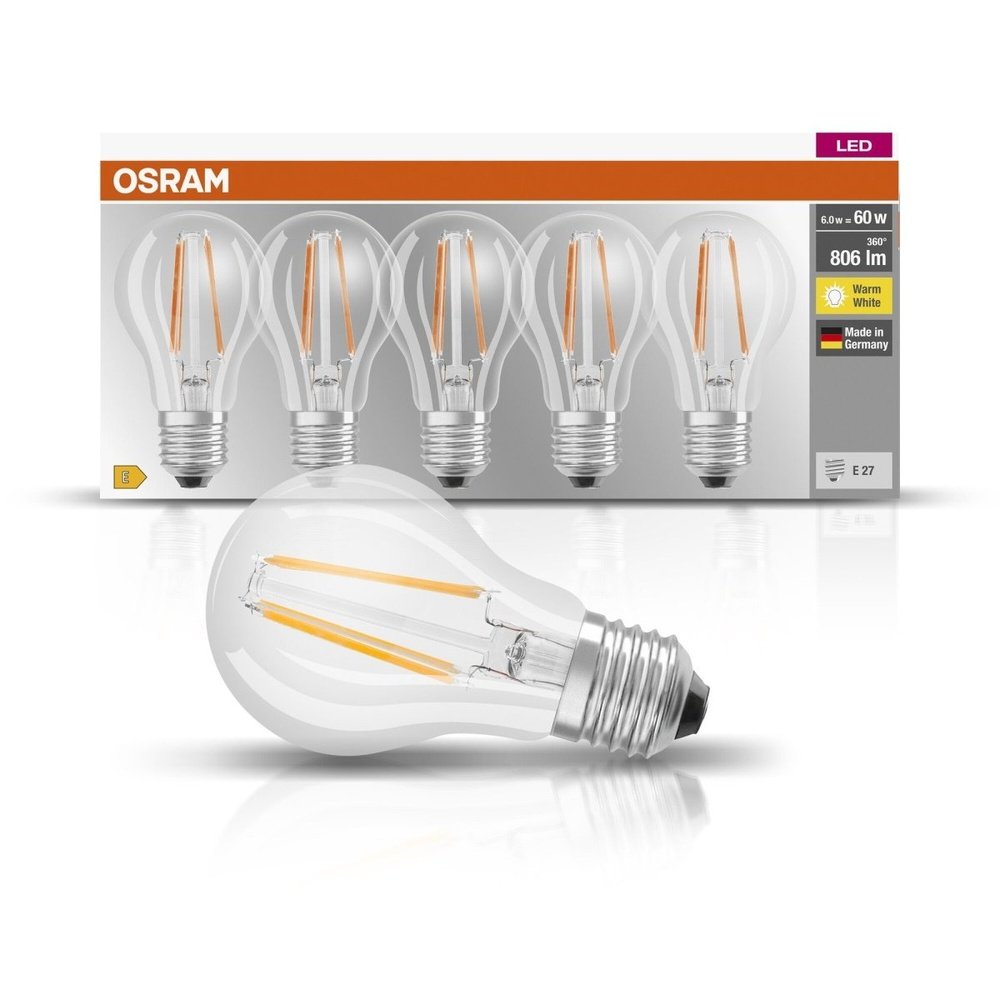 Żarówka LED E27 6,5W CLASSIC 5 szt. filament, barwa ciepła - eshop Ledvance PL product image